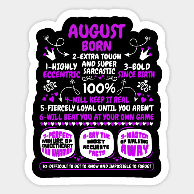 August Born Sticker by MCALTees